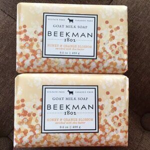 2 Beekman 1802 Goat Milk Soap (HONEY & ORANGE) Huge 9 oz. each bar. BRAND NEW